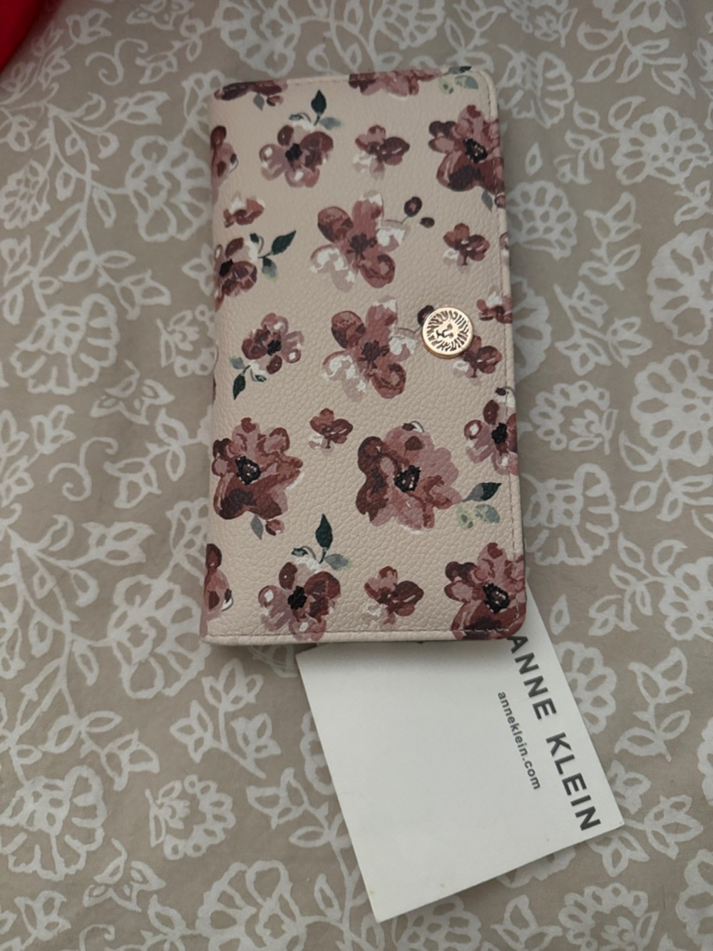 Anne Klein Blush-cream Floral Wallet with Rose Gold Accent